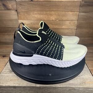 Nike Womens Size 9 React Phantom Run Flyknit 2 Black Volt Running Shoes Sneakers
